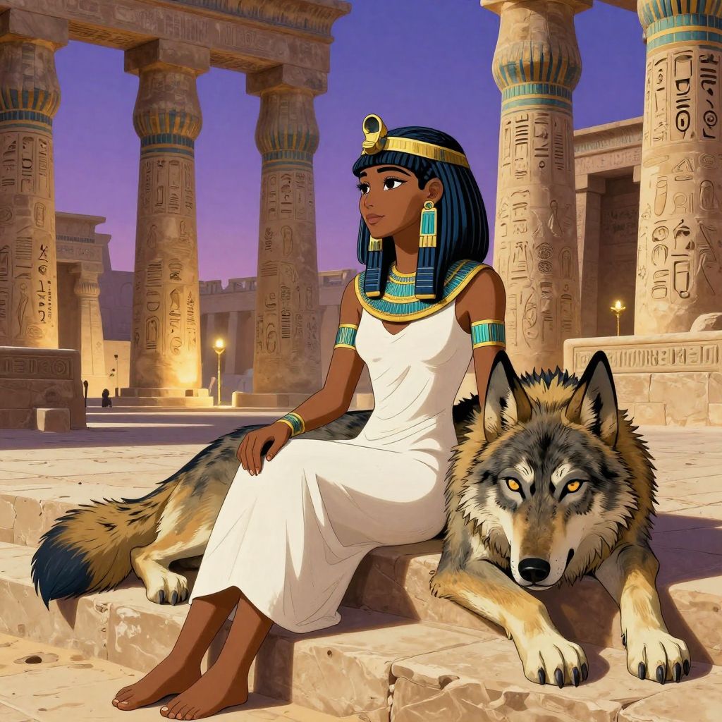 Ancient Egyptian papyrus scroll showing hieroglyphic inscriptions with royal titles and cartouches, alongside temple wall relief depicting Hatshepsut in queen's regalia behind a seated male pharaoh