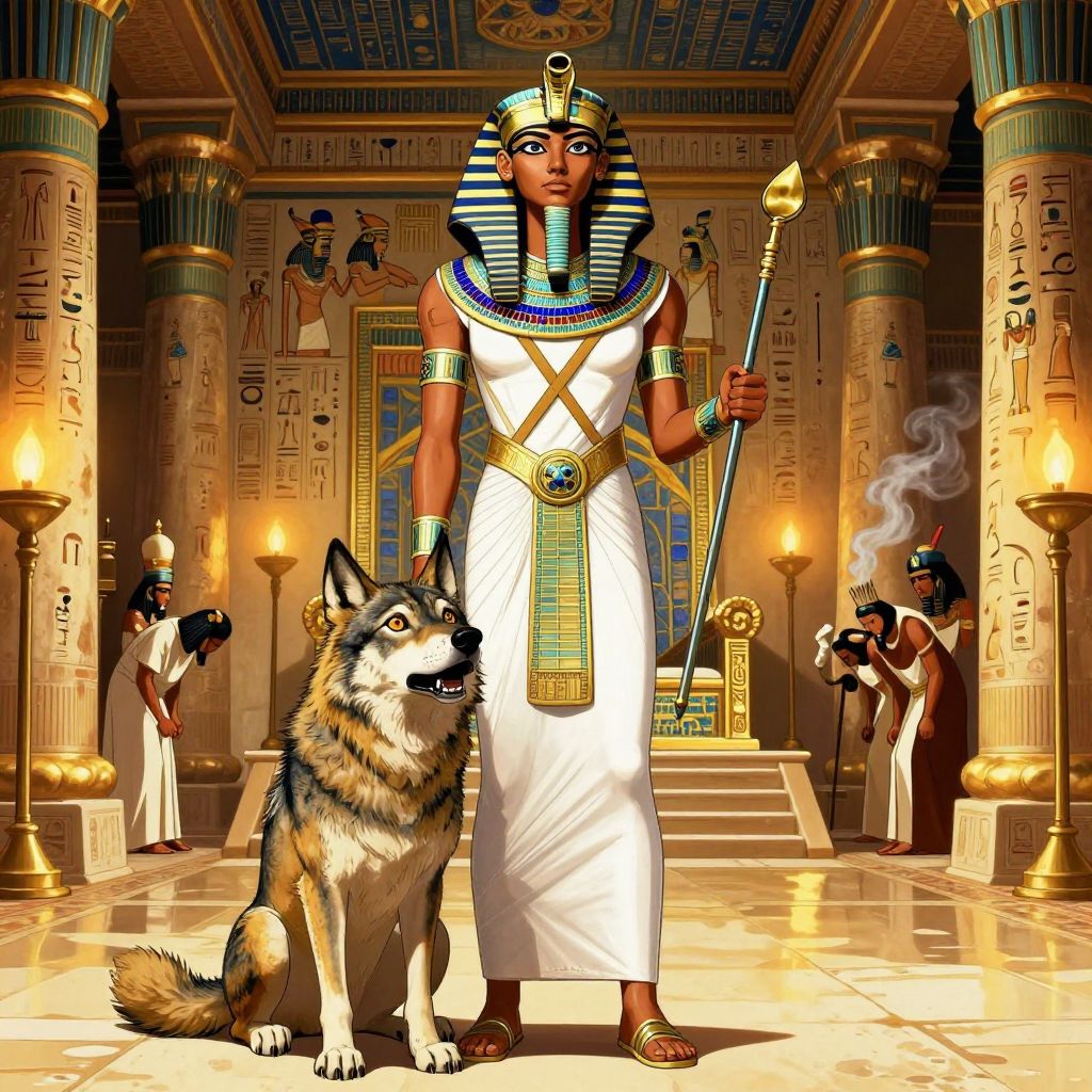 Hatshepsut in full male pharaonic regalia with nemes headdress, false beard, and royal collar