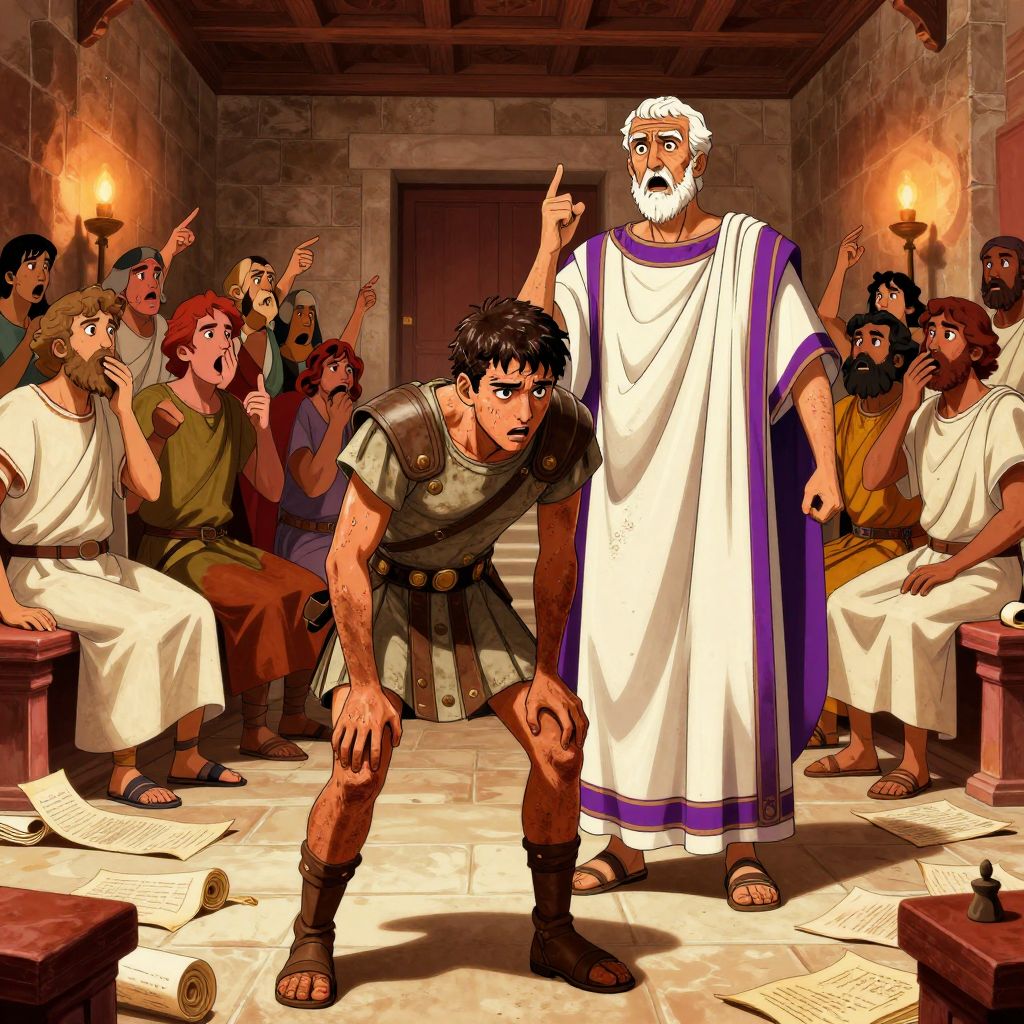 Battered Carthaginian survivors standing in formation, exhausted but unbroken