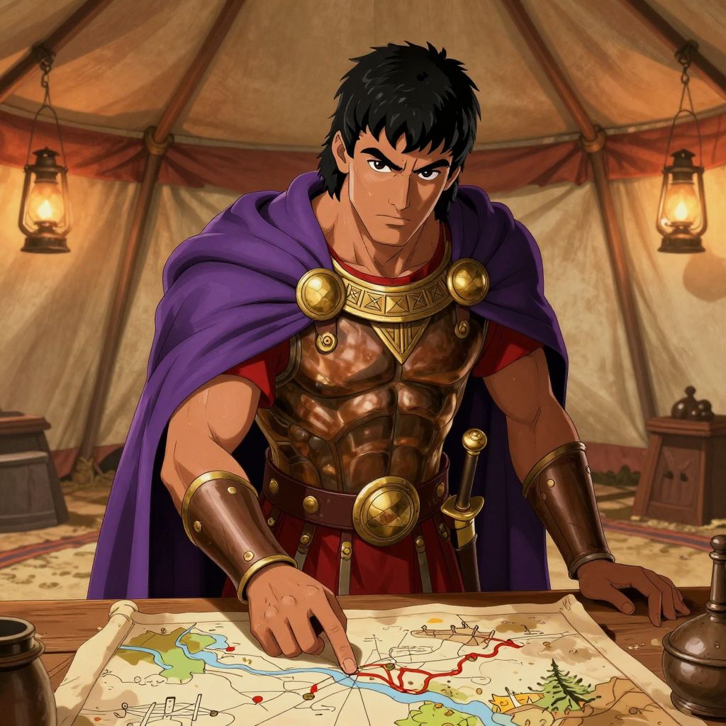 Numidian cavalry riders charging across frozen grassland at dawn, javelins raised