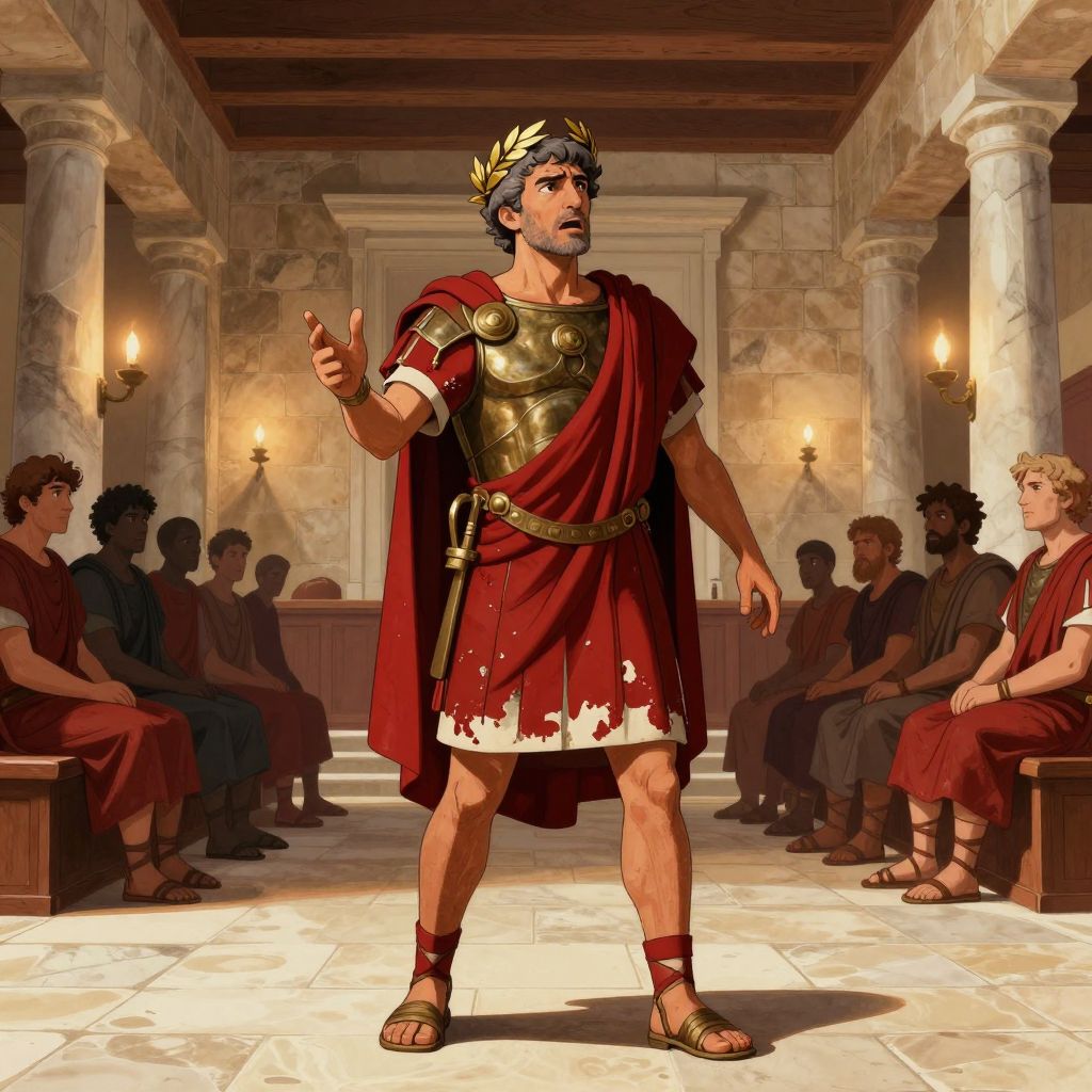 Roman Forum during Mid-Republic era with crowds gathering in panic upon hearing news of the disaster