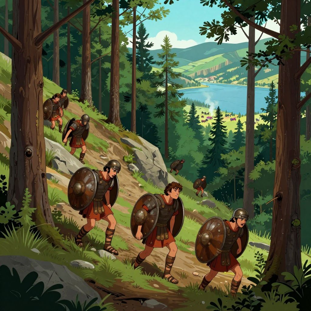 Fabius Maximus, an elderly Roman senator in white toga, standing unmoved amid chaos of panicking senators