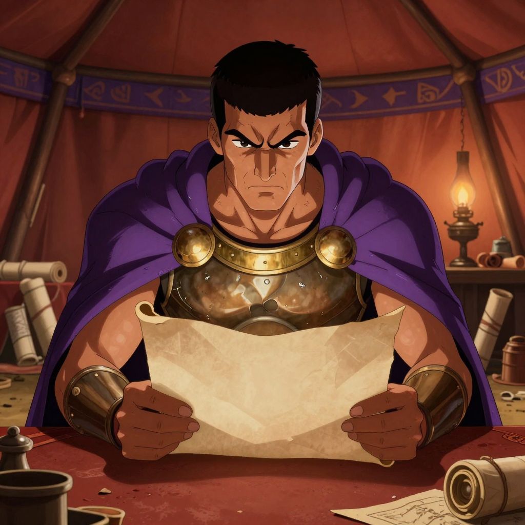 Hannibal sitting alone in his tent at night, gripping a crumpled message, his face showing cold fury at Carthage's abandonment