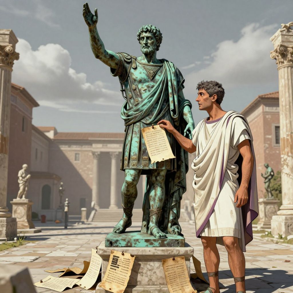 Anonymous notes attached to the statue of Brutus's ancestor in the Forum
