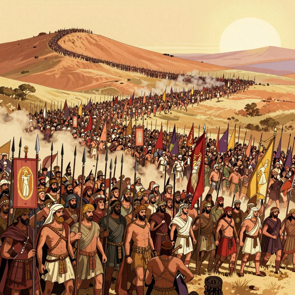 Massive rebel army assembled on Sicilian hillside, seventy thousand former slaves