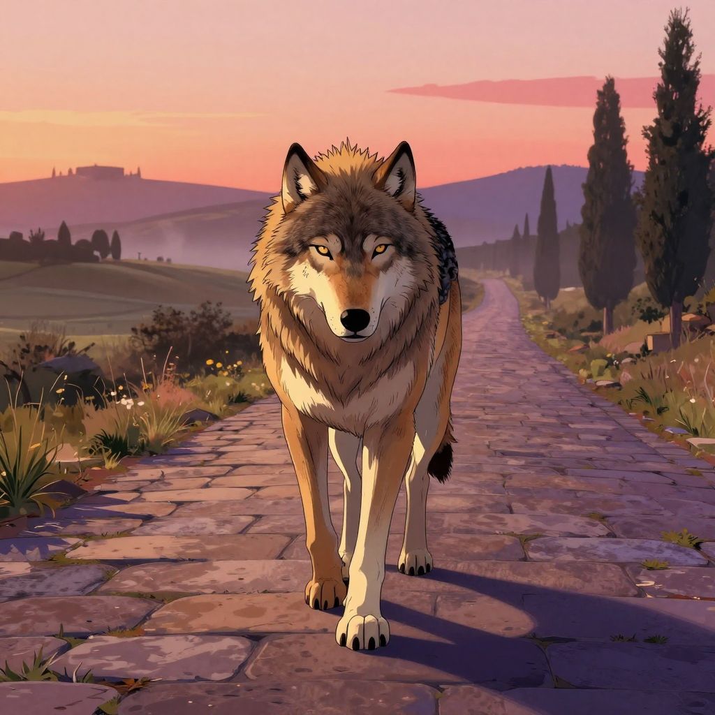 Hundreds of crosses lining the Appian Way stretching to horizon under harsh Mediterranean sun